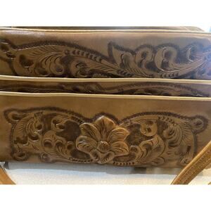 LOPEZ CAMACHO LEATHER HANDBAG, Hand Made In Mexico Indian Flower Excellent Cond